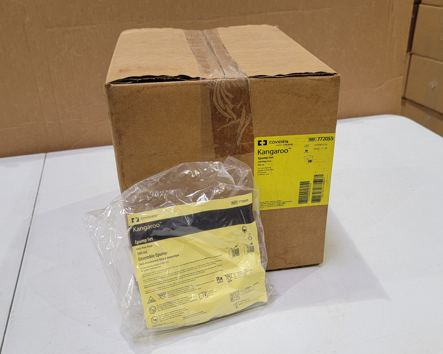 Covidien Enteral NonSterile Kangaroo ePump 500 mL Feeding Pump Bag Set 772055 - New Expired 11-30-2022