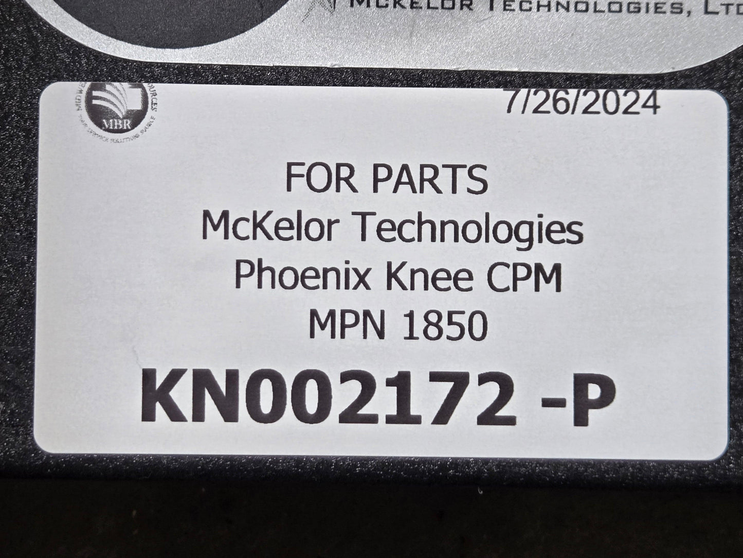 McKelor Technologies Phoenix Knee CPM MPN 1850 SN KN002172 Tag