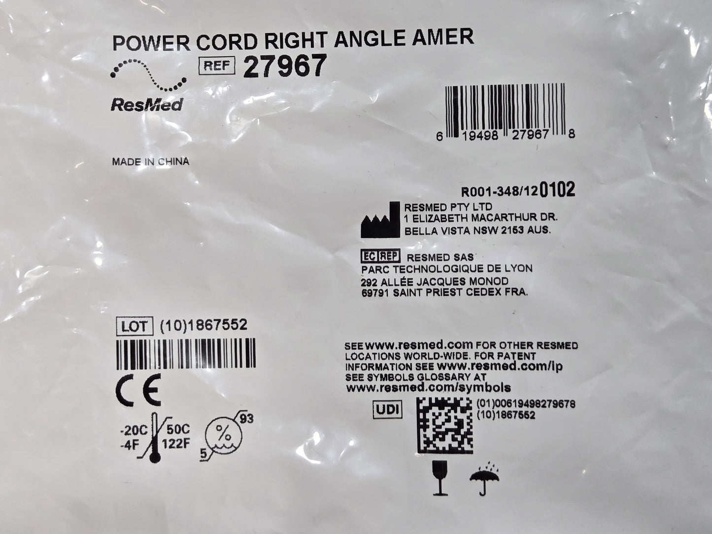 ResMed Astral Power Supply Unit Slim Line with Cord 270005 - New