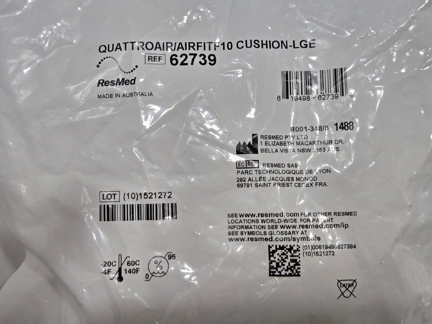 ResMed Quattro Air/AirFit F10 Large Cushion 62739 - New