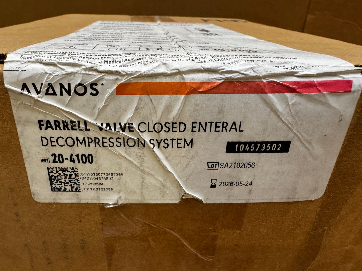 Avanos Farrell Valve Closed Enteral Decompression System Case of 30 20-4100 - New - MBR Medicals