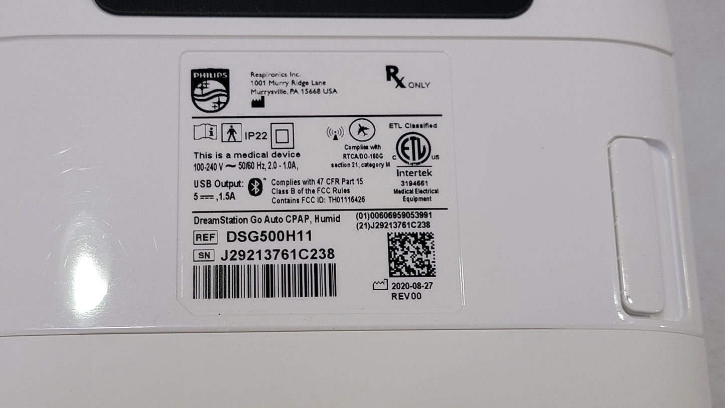 Philips Respironics DreamStation Go Portable DSG500H11 Auto CPAP w/ Heated Humidifier -New DEMO - MBR Medicals