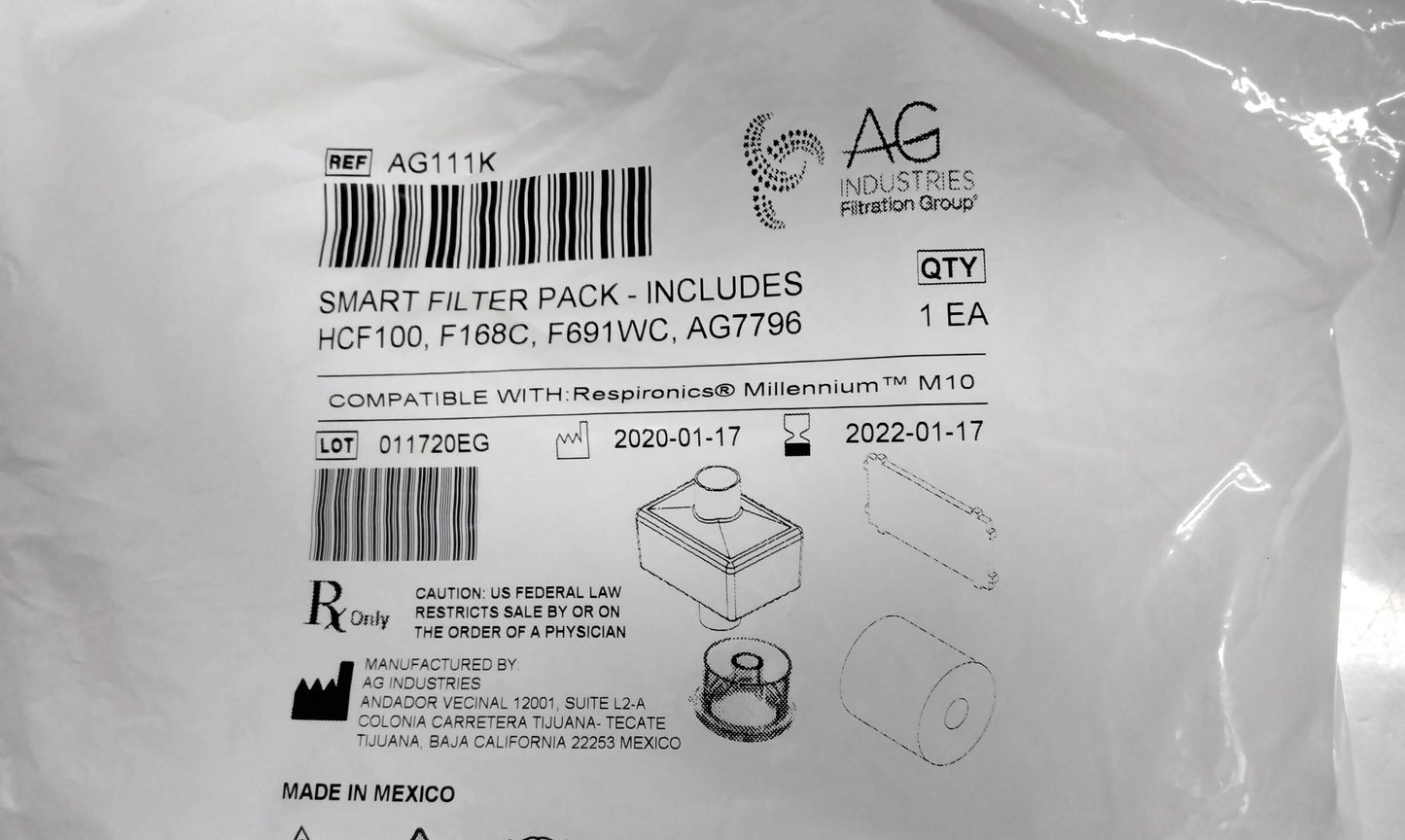 NEW AG Industries Millennium M10 Smart Filter Pack AG111K with Free Shipping - MBR Medicals