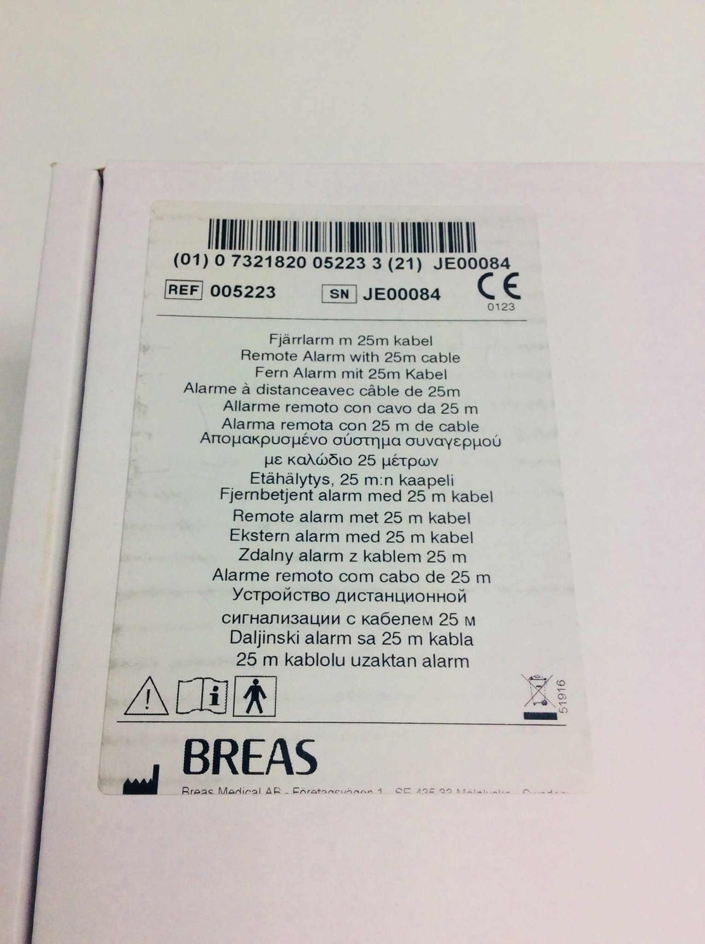 NEW Breas HDM Remote Alarm 25m Cable Included for the Vivo 50 60 005223 Warranty FREE Shipping - MBR Medicals