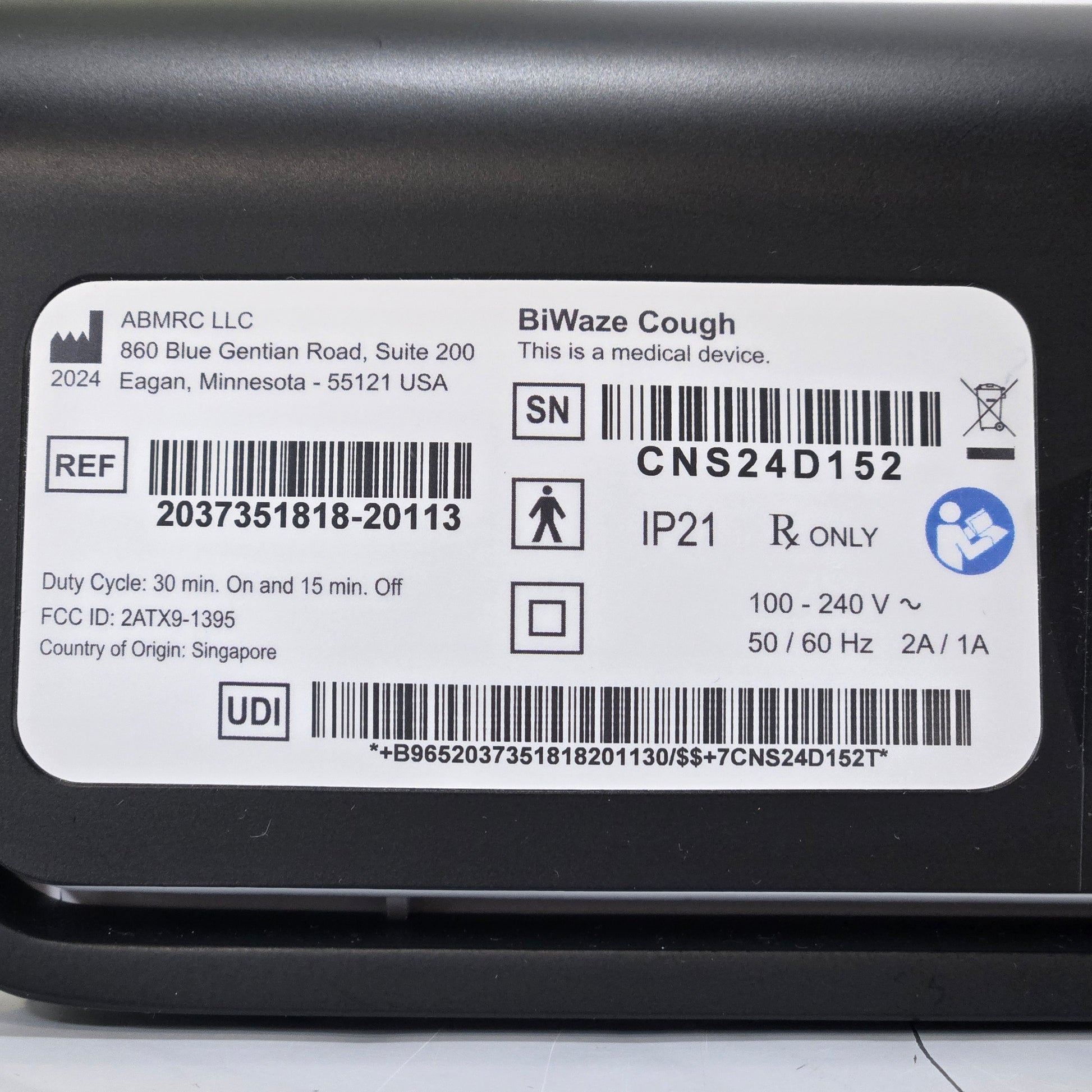 ABM Respiratory Care BiWaze Airway Clearance System BC20113 Tag