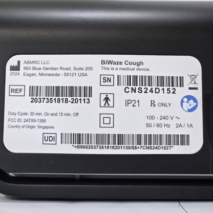 ABM Respiratory Care BiWaze Airway Clearance System BC20113 Tag