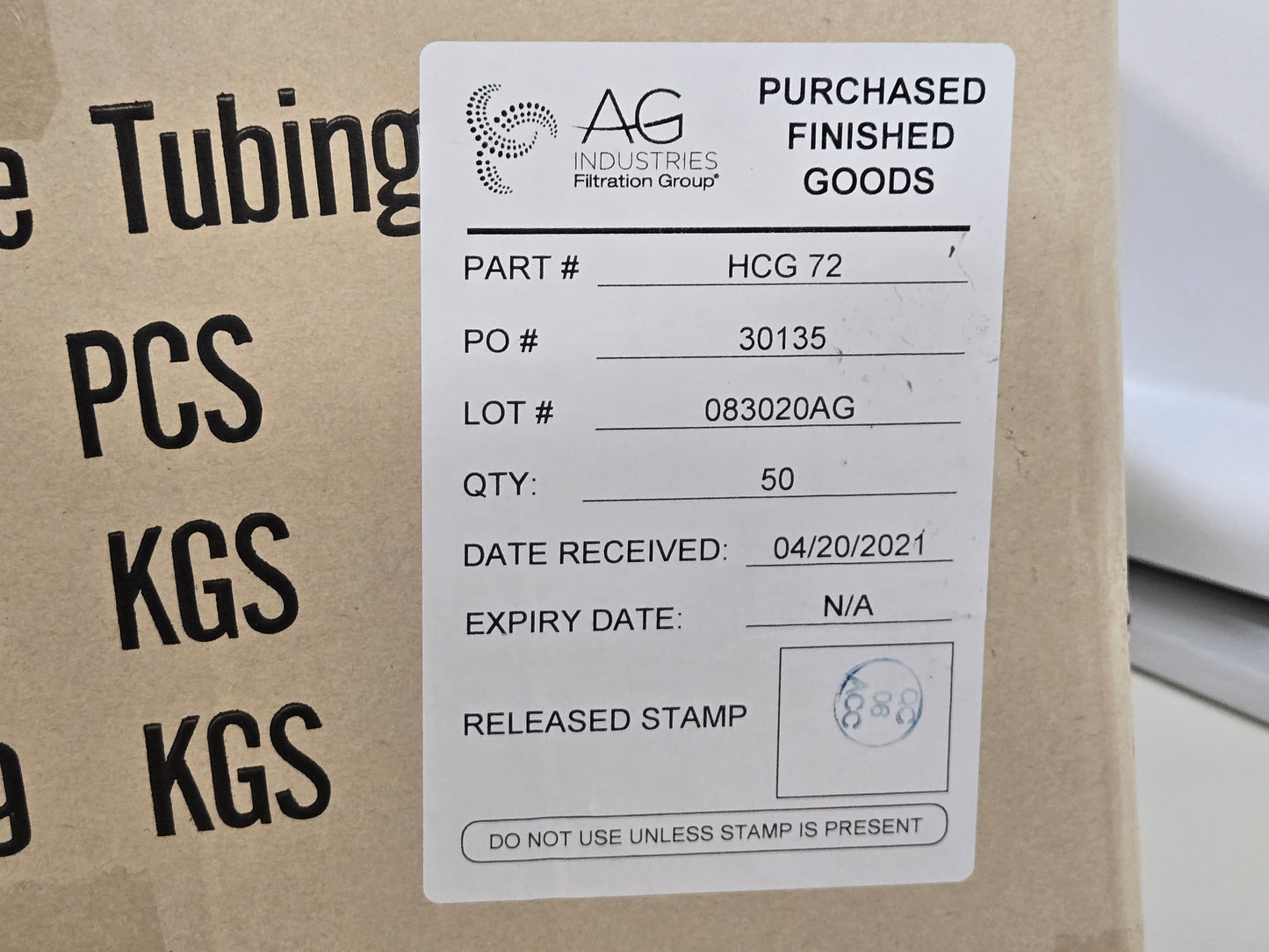 AG Industries 6' Flexible CPAP Standard Tubing Grey HCG72 - New