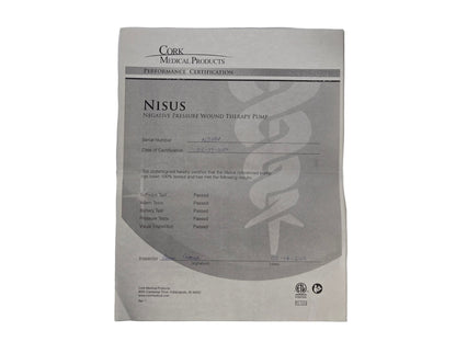 Cork Medical Products Nisus Negative Pressure Wound Therapy Pump CMPP-100