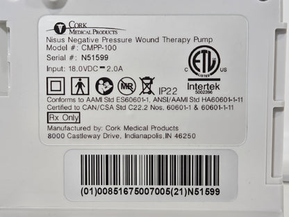Cork Medical Products Nisus Negative Pressure Wound Therapy Pump CMPP-100