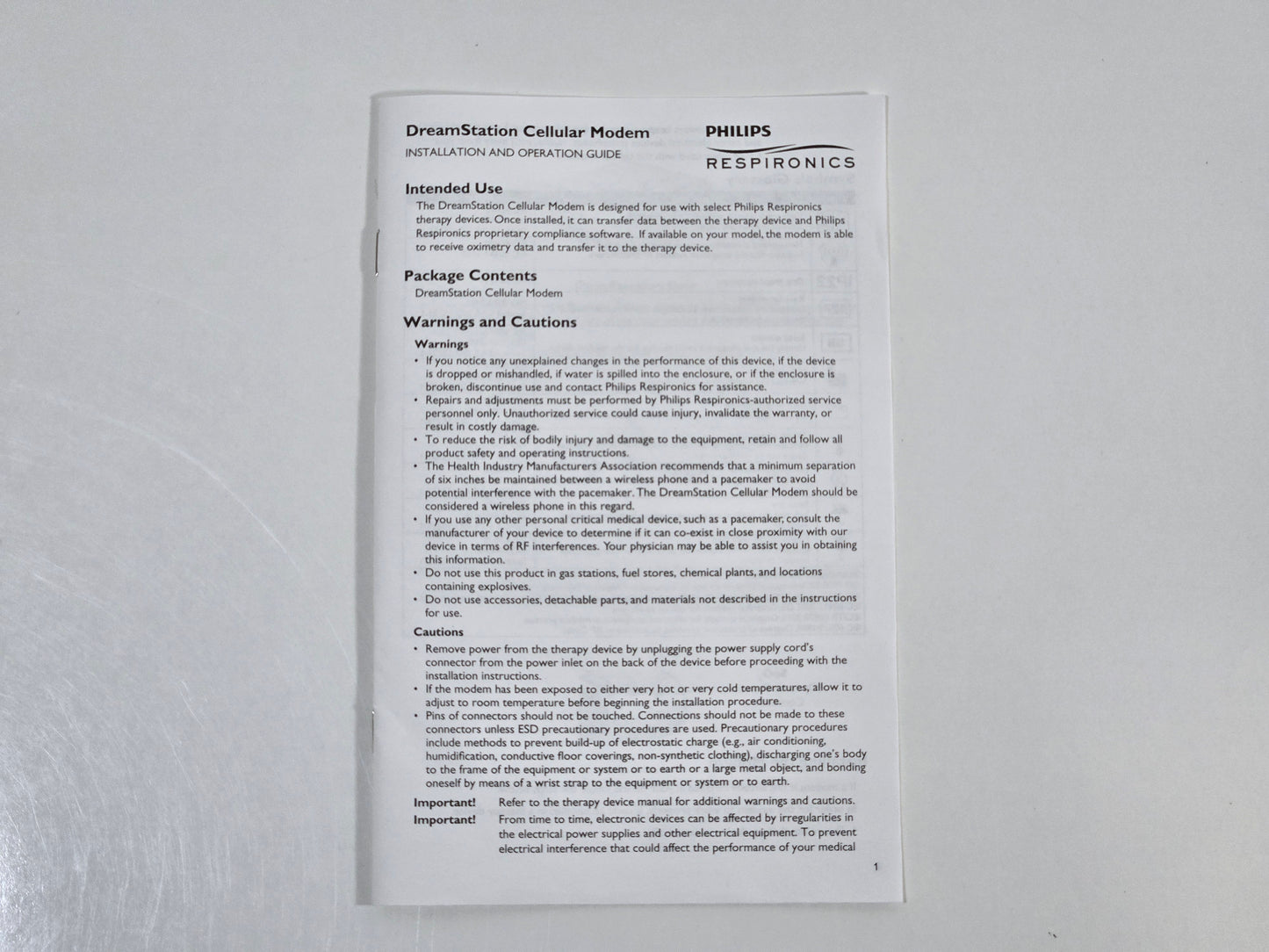 Philips DreamStation CPAP Cellular Modem with Oximetry 100603C - New