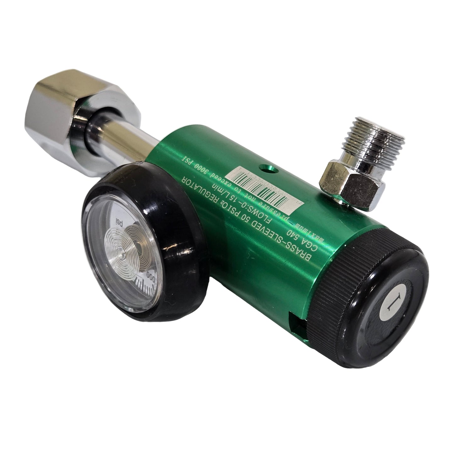 Drive Medical Oxygen Regulator 0-15 LPM Green 18304GN 3D Left