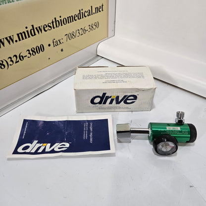 Drive Medical Oxygen Regulator 0-15 LPM Green 18304GN with Box and guide