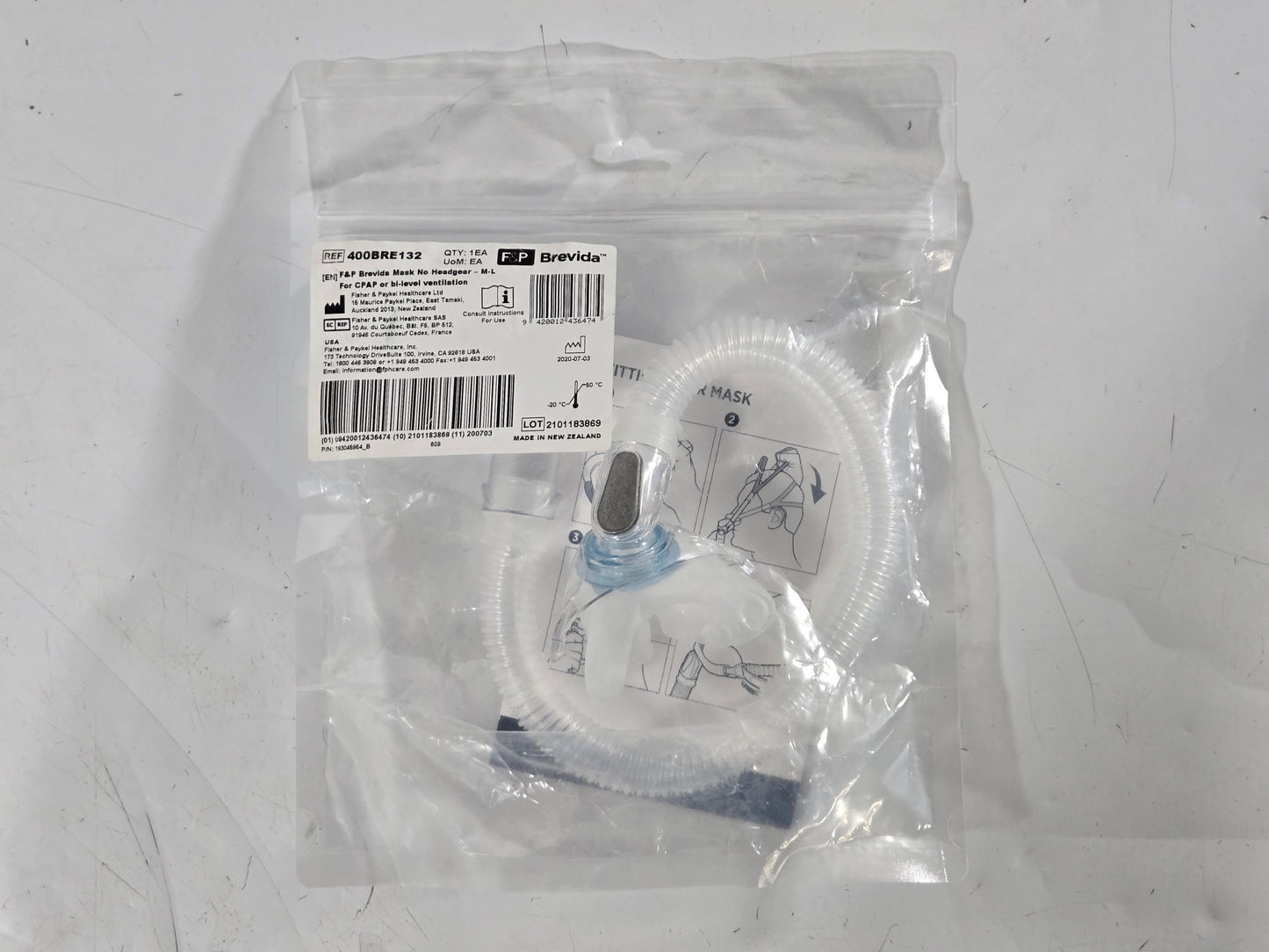 Fisher & Paykel Brevida Nasal Mask No Headgear M-L 400BRE132 - New
