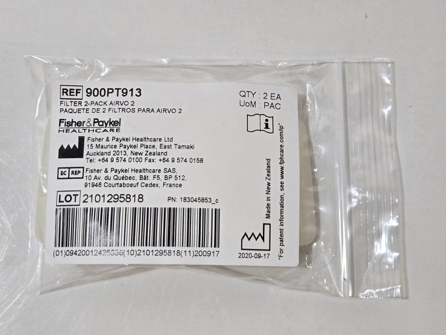 Fisher Paykel myAirvo2 PT100US filters 900PT913