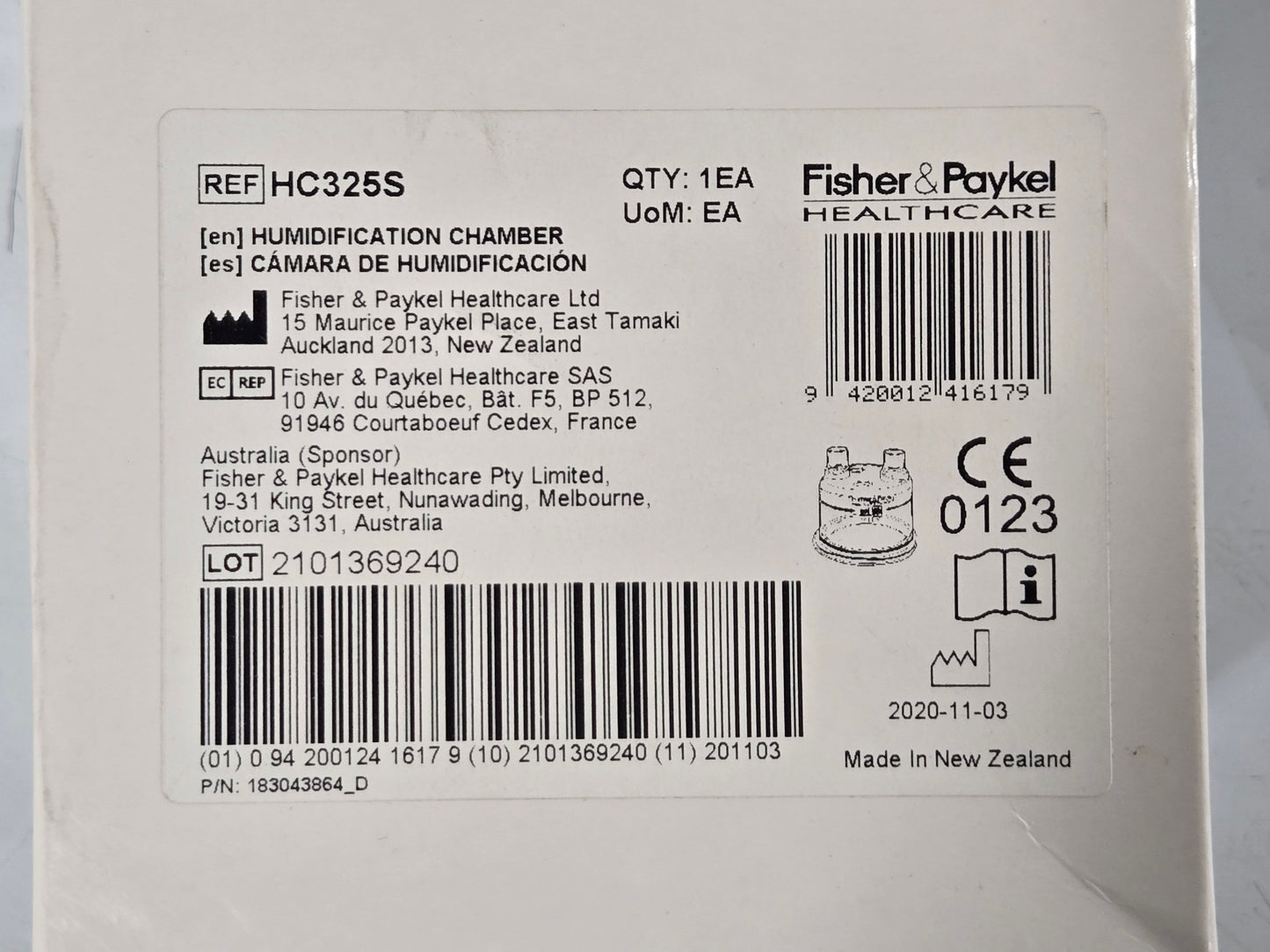 Fisher & Paykel Humidification Chamber HC325S - New