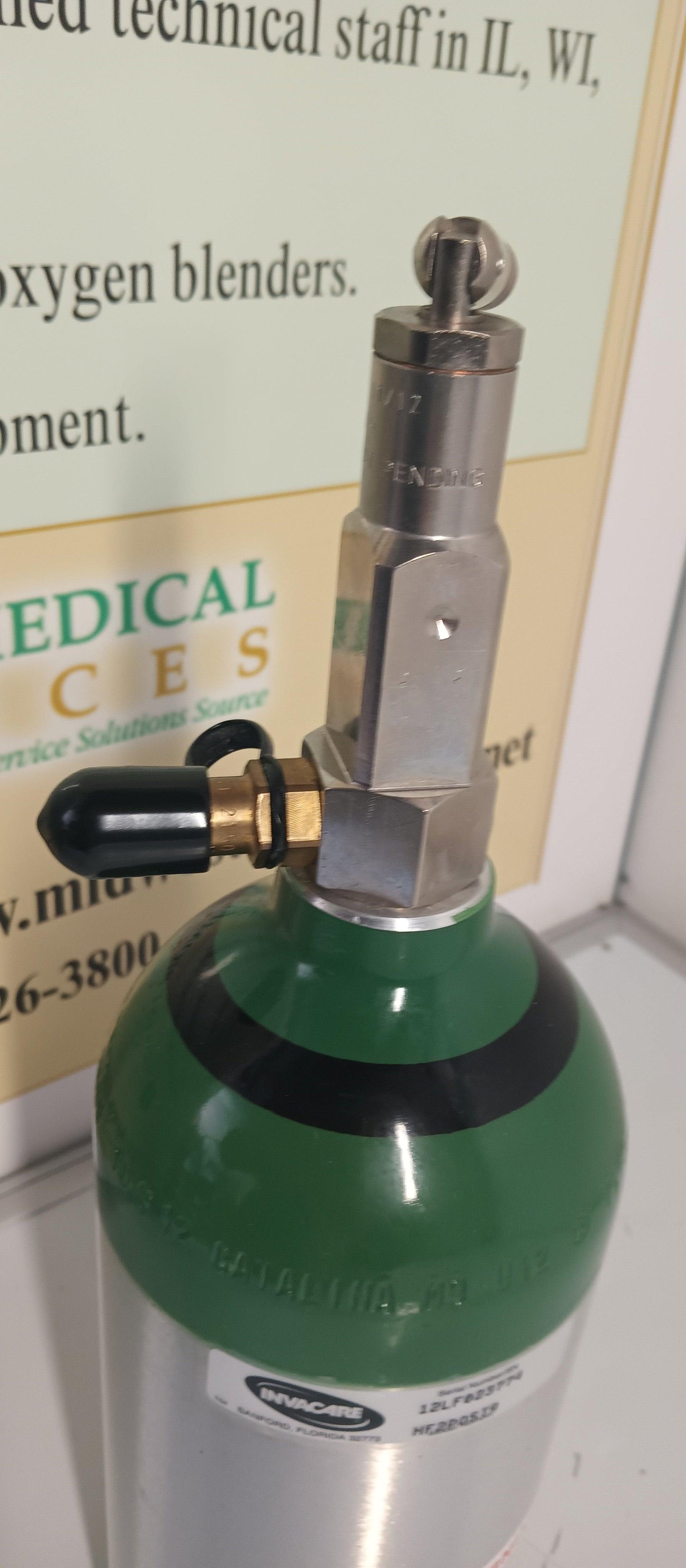 USED Invacare HomeFill ML9 Post Valve Aluminum Oxygen Cylinder - MBR Medicals