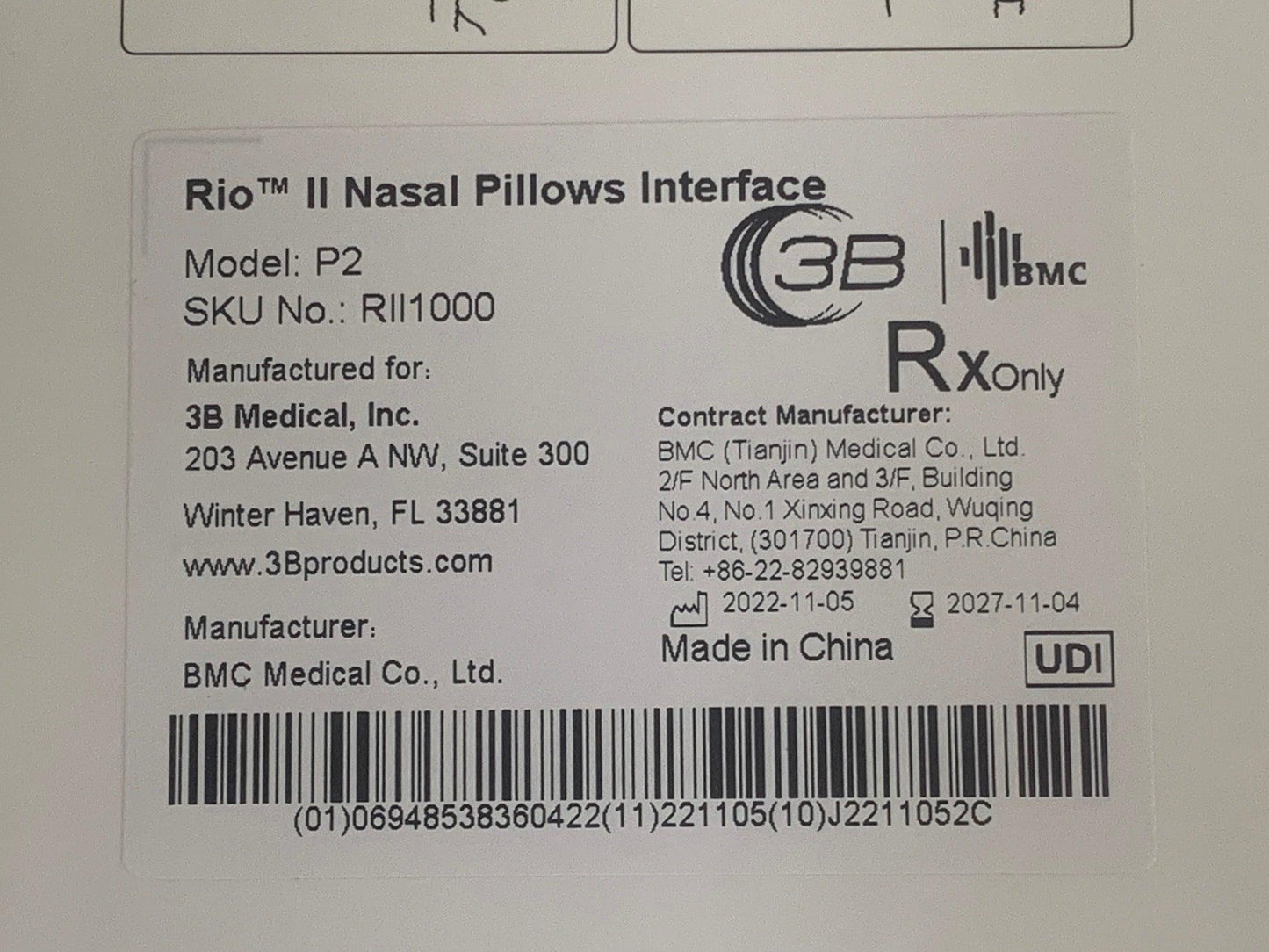 NEW 3B Medical Rio II Nasal Pillows CPAP Mask Interface FitPack with Headgear RII1000 with Free Shipping - MBR Medicals