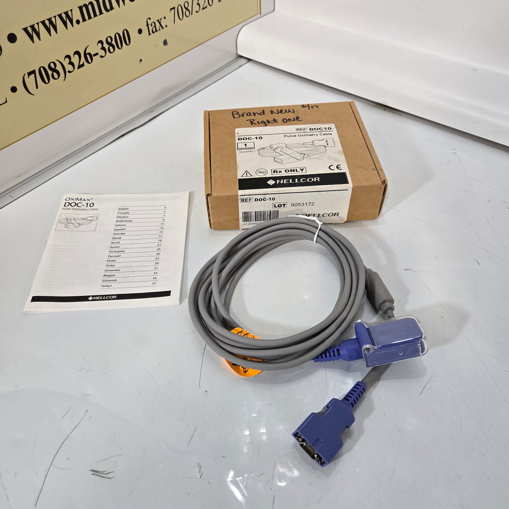 Nellcor Pulse Oximetry Cable MPN DOC10