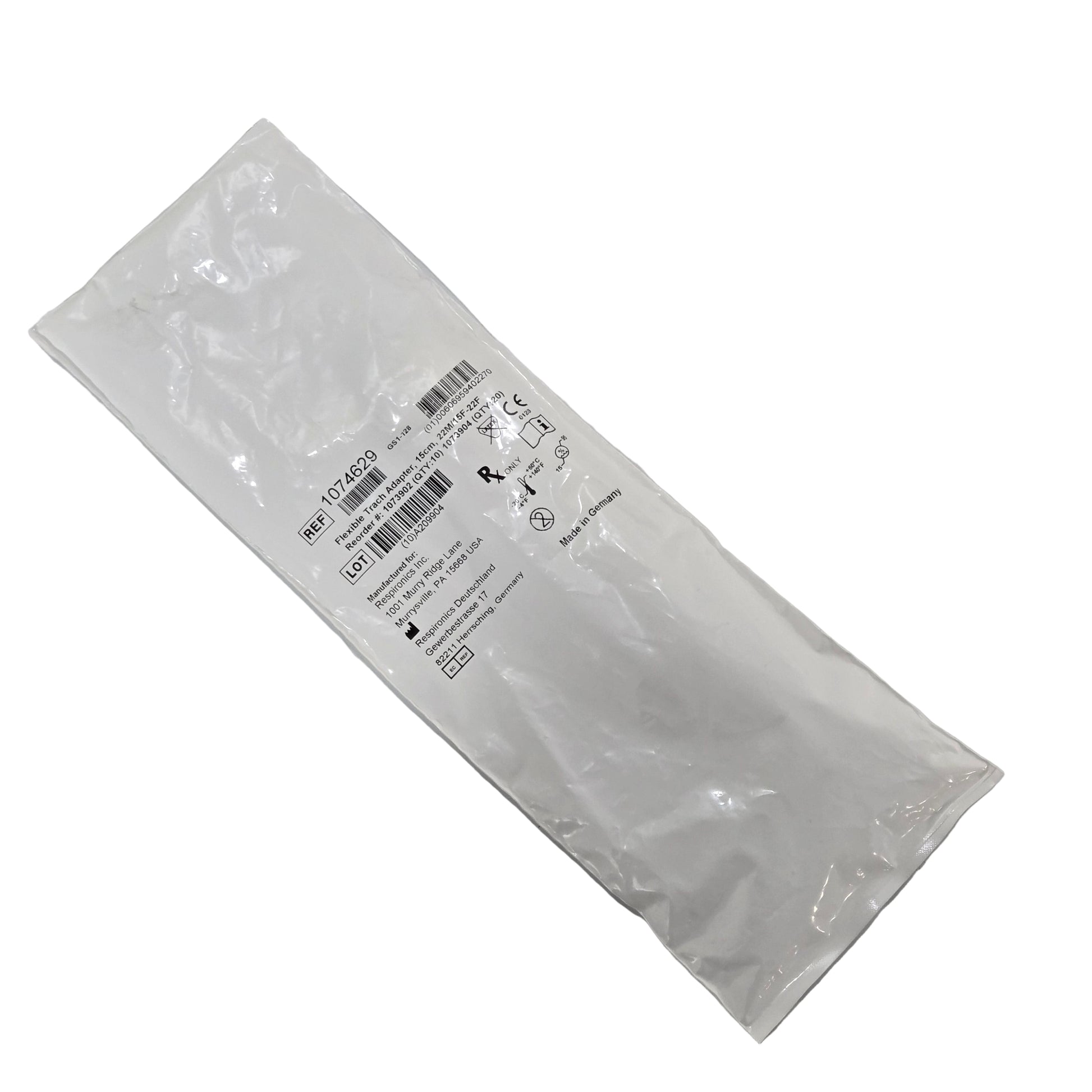 New Respironics Flexible Trach Adapter MPN 1074629 Front