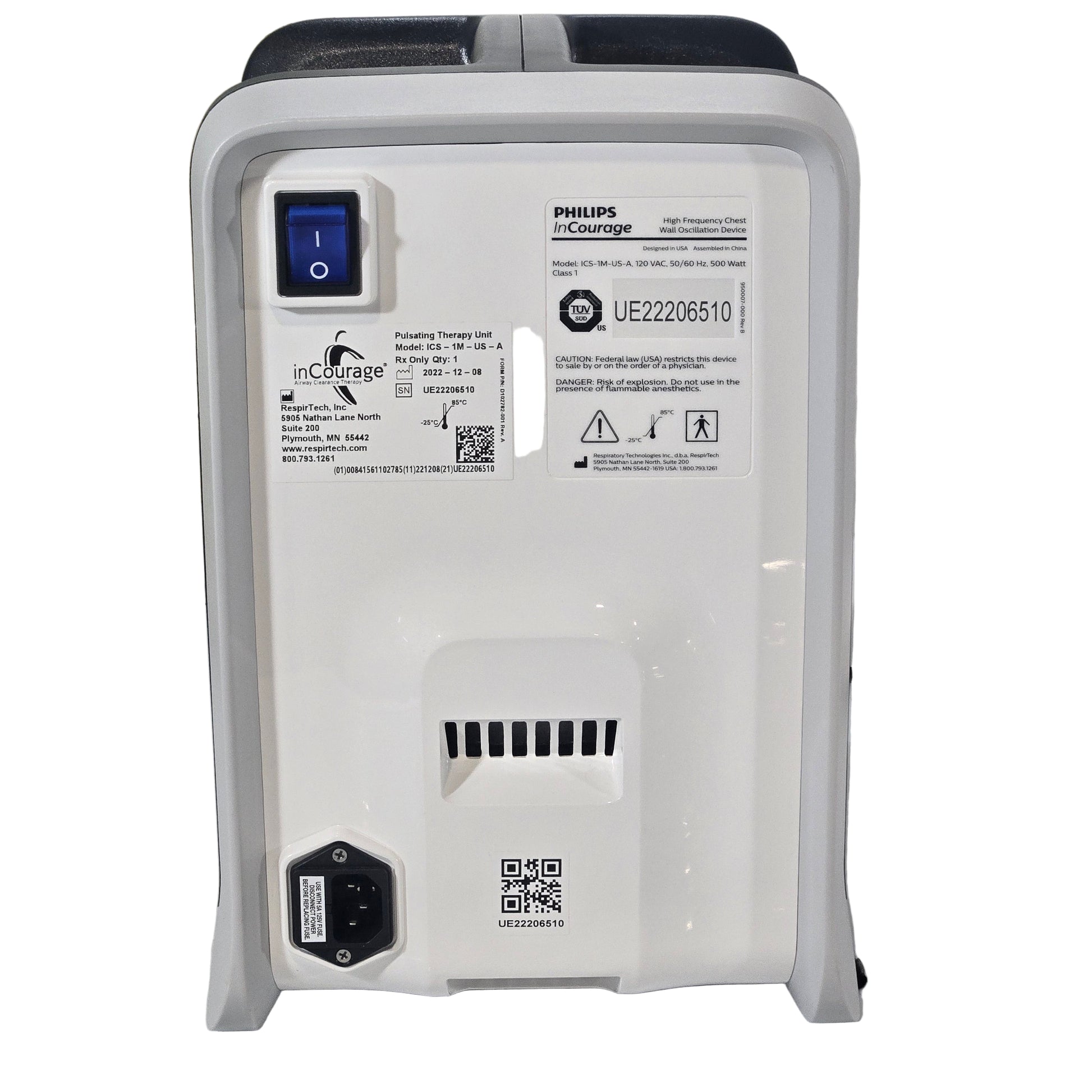 Philips Respirtech InCourage Airway Clearance System ICS-1M-US-A Back