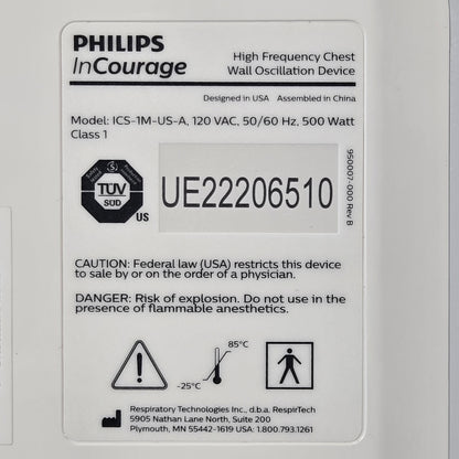 Philips Respirtech InCourage Airway Clearance System ICS-1M-US-A Tag 2