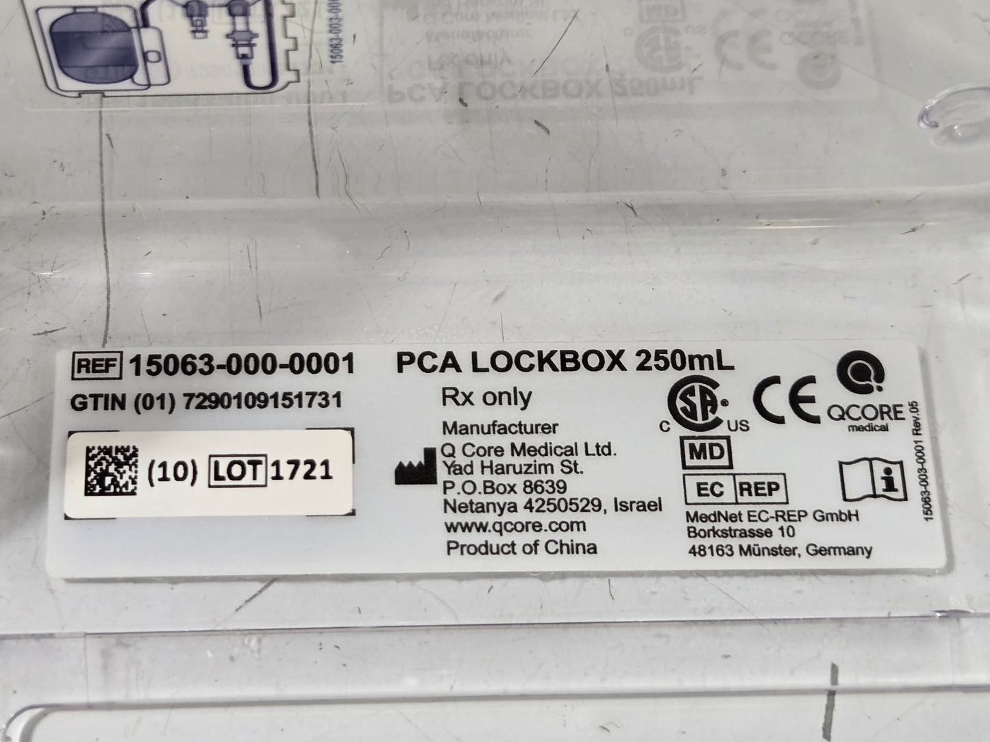Q Core Medical PCA Lockbox 250 mL MPN 15063-000-0001