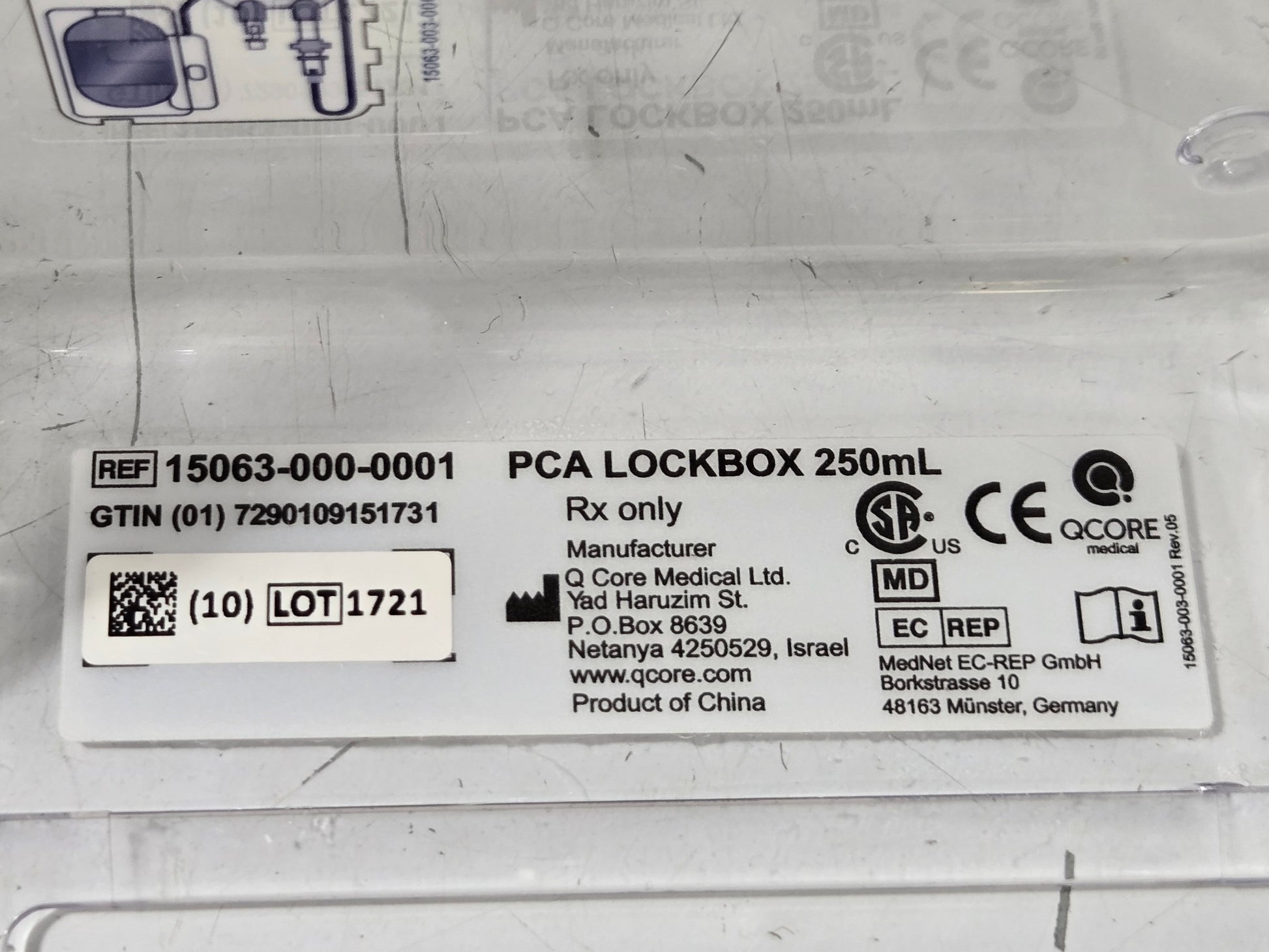 Q Core Medical PCA Lockbox 250 mL MPN 15063-000-0001