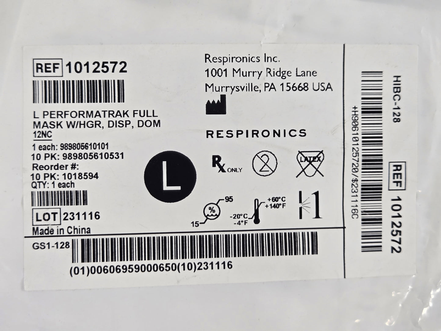 Philips Respironics Performatrak Full Face Mask Disposable - New