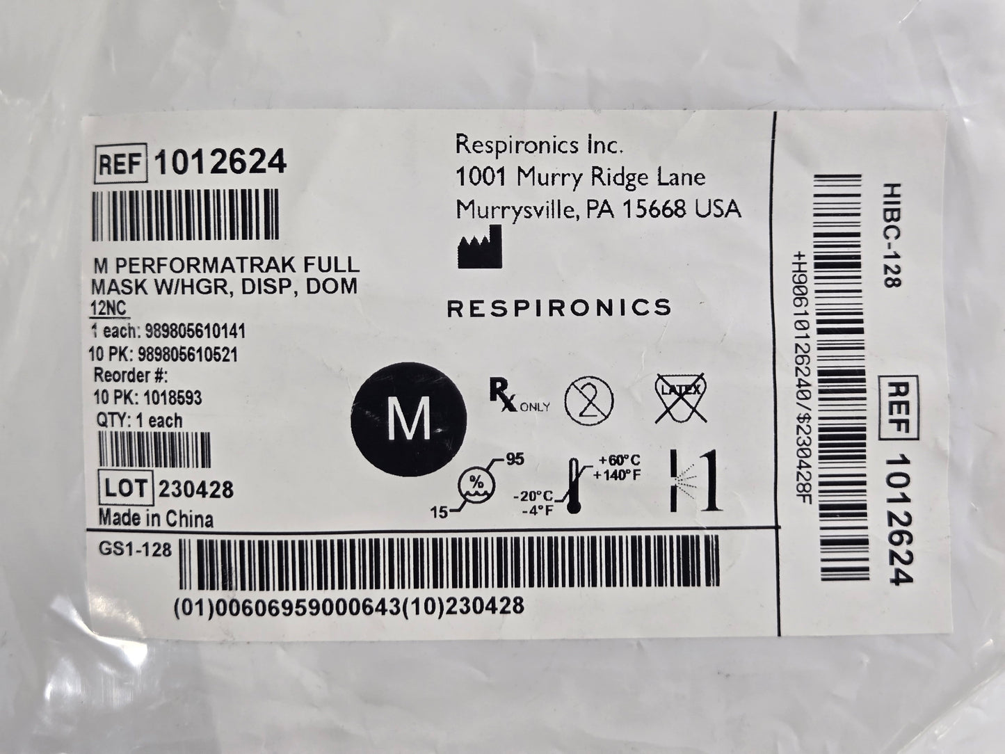 Philips Respironics Performatrak Full Face Mask Disposable - New