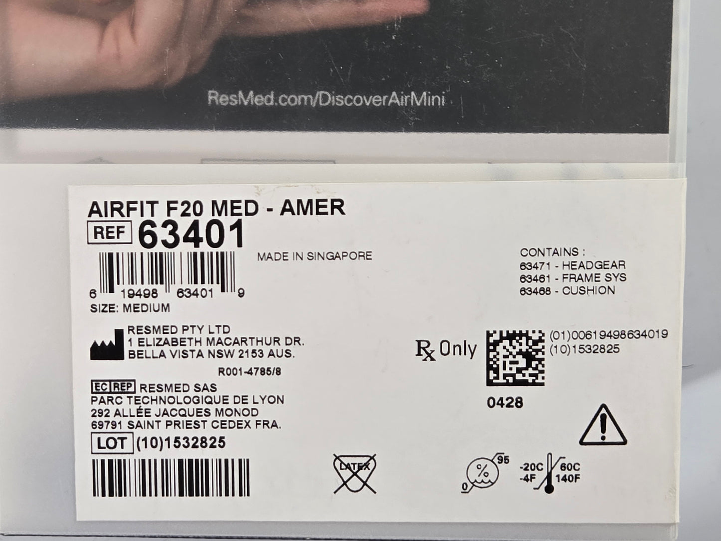 ResMed AirFit F20 Full Face Mask with Headgear  - New