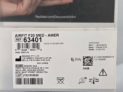 ResMed AirFit F20 Full Face Mask with Headgear  - New