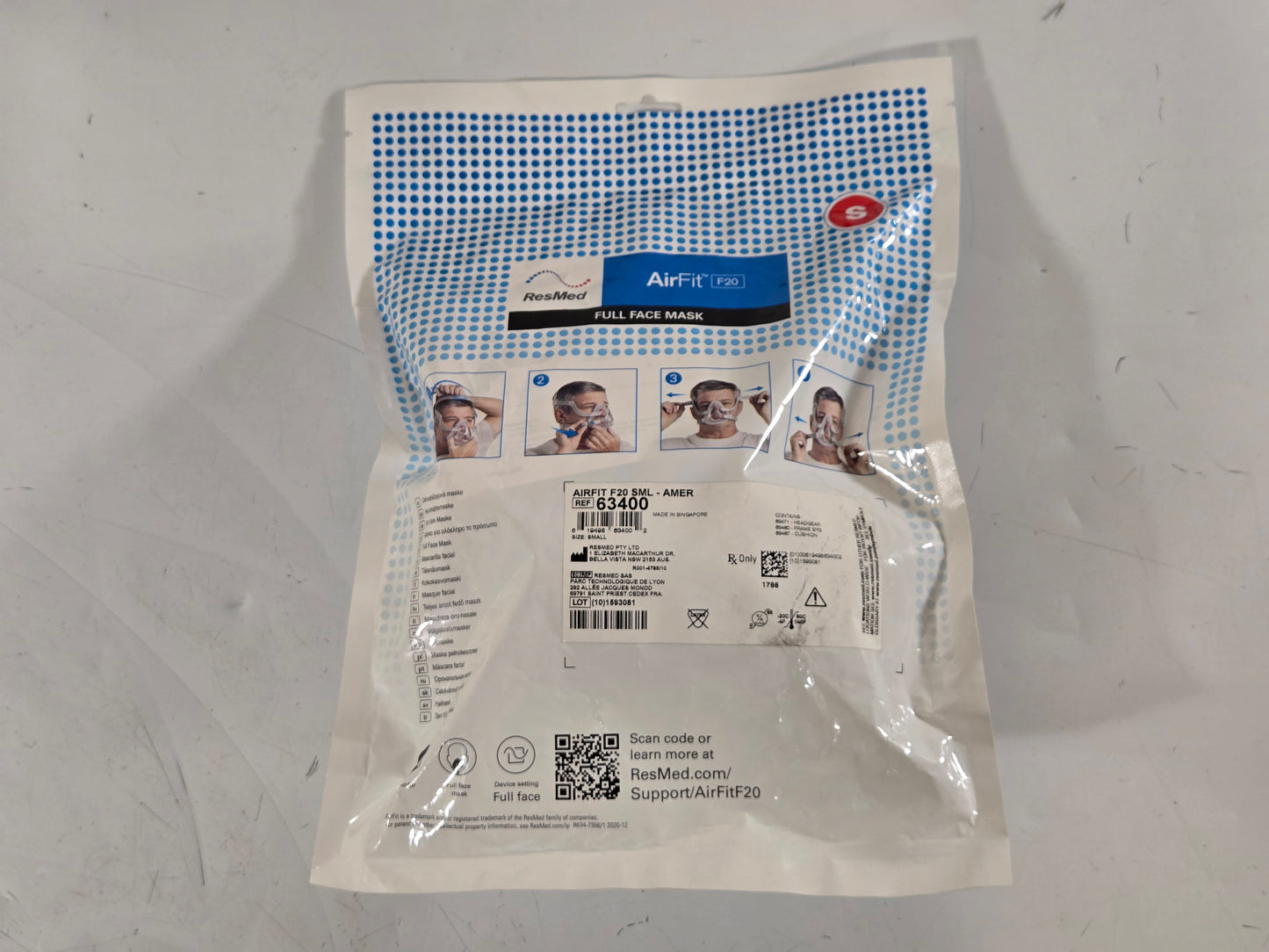 ResMed AirFit F20 Full Face Mask with Headgear  - New