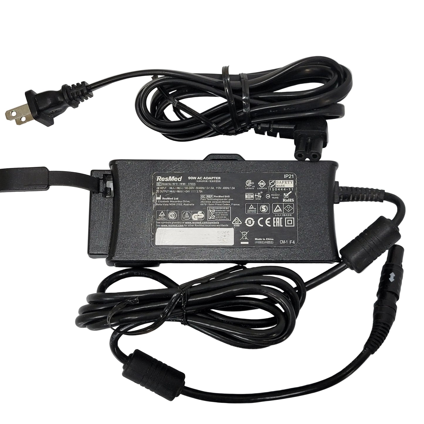 ResMed Astral 100 AC Adapter 370005 and Cord Back