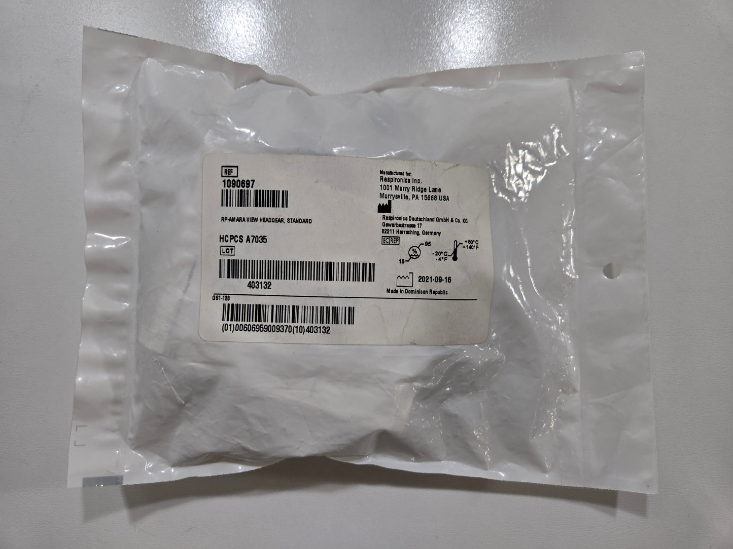 Respironics Amara View Headgear Standard 1090697 - New