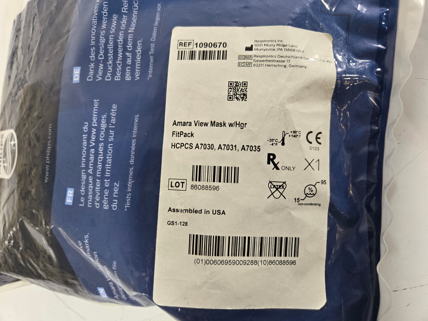 Philips Respironics Amara View Mask with Headgear FitPack 1090670 - New