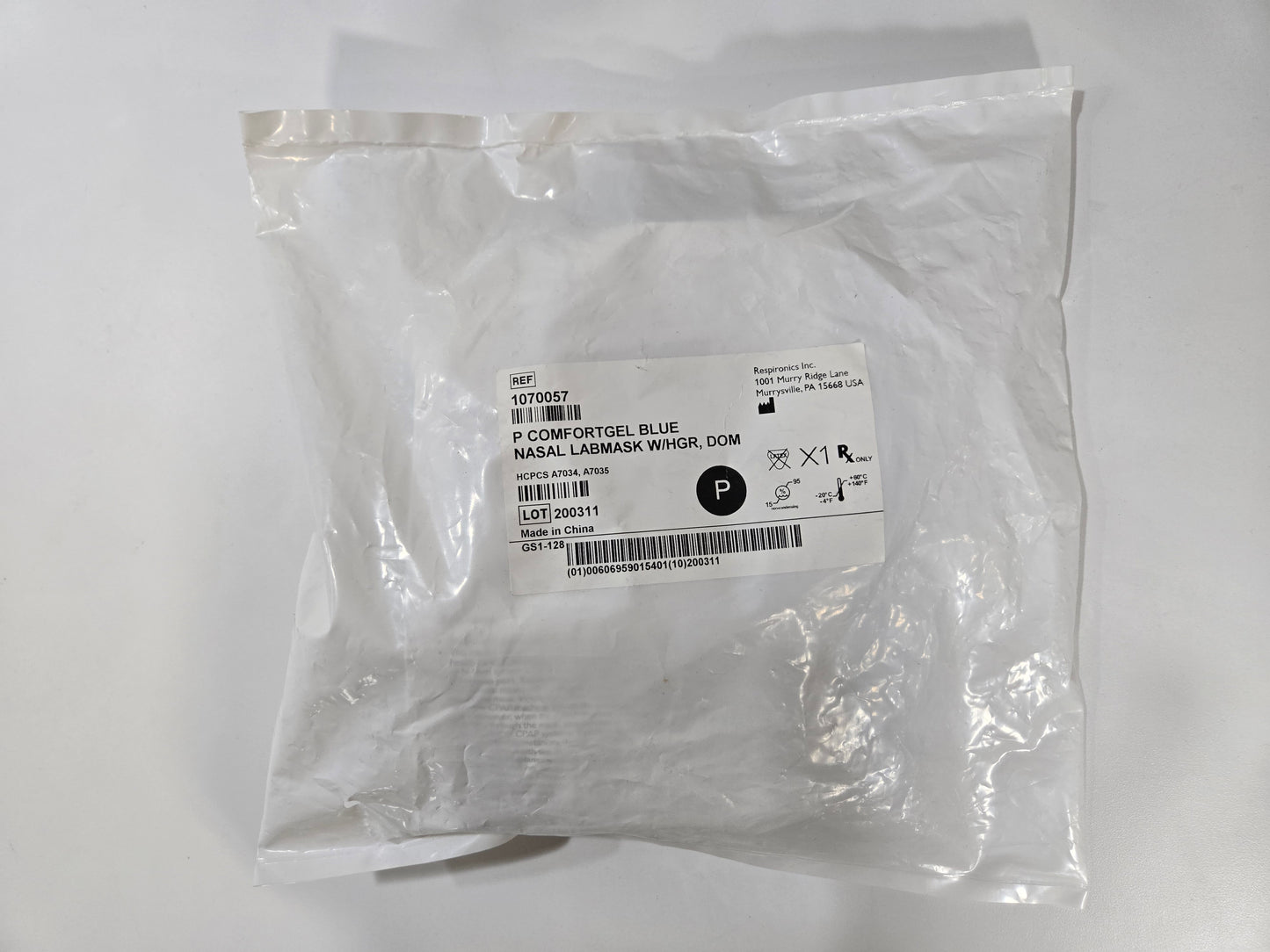 Respironics Comfortgel Blue Nasal mask with Headgear Petite 1070057 - New