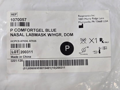 Respironics Comfortgel Blue Nasal mask with Headgear Petite 1070057 - New