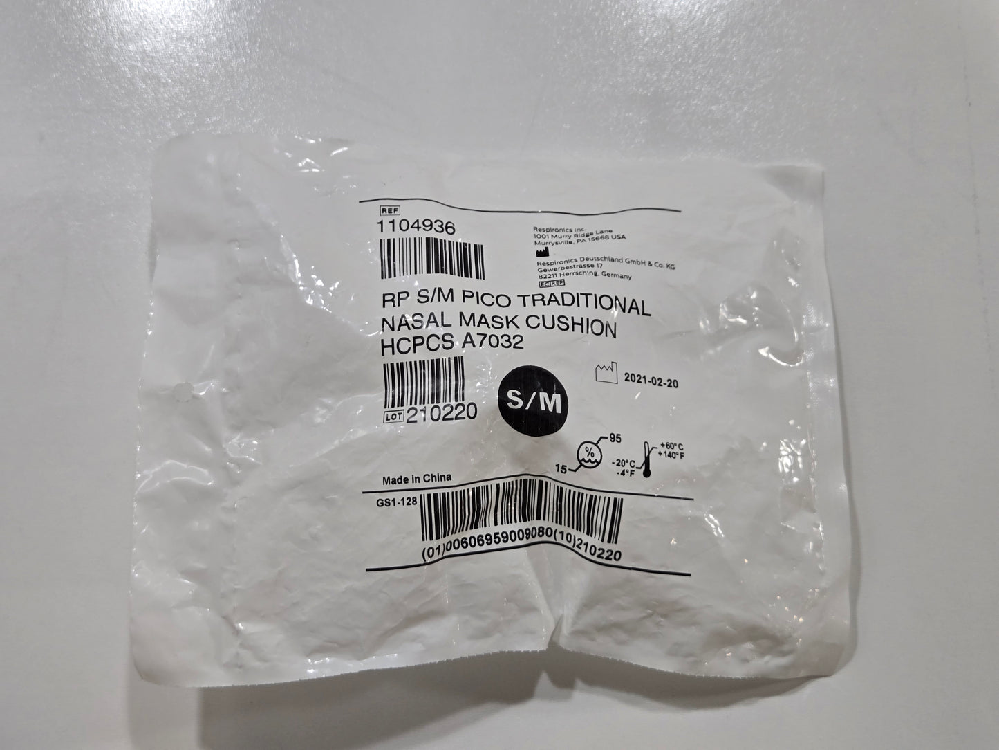 Respironics Pico Traditional Nasal Mask Cushion S/M 1104936 - New