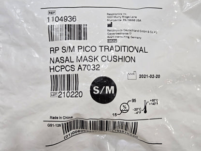 Respironics Pico Traditional Nasal Mask Cushion S/M 1104936 - New