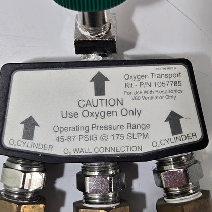 Respironics Oxygen Transport Kit MPN 1057785 Brass Fittings Front Tag