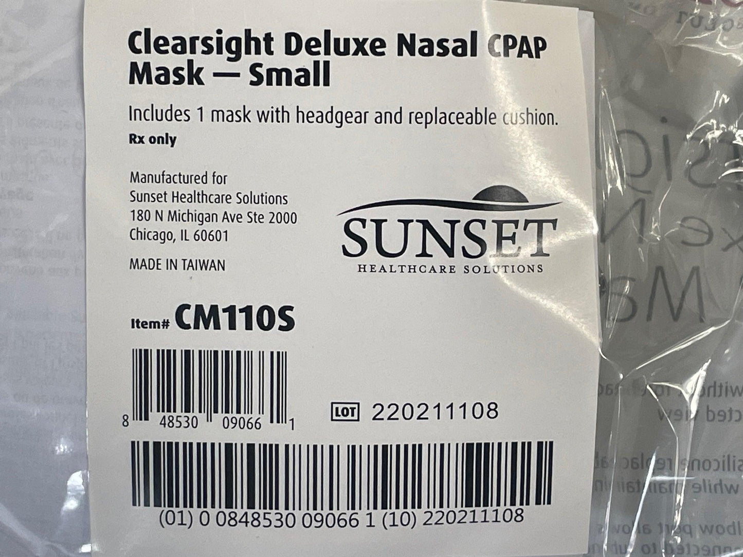 NEW Small Sunset Healthcare Clearsight Deluxe CPAP Nasal Mask CM110S - MBR Medicals