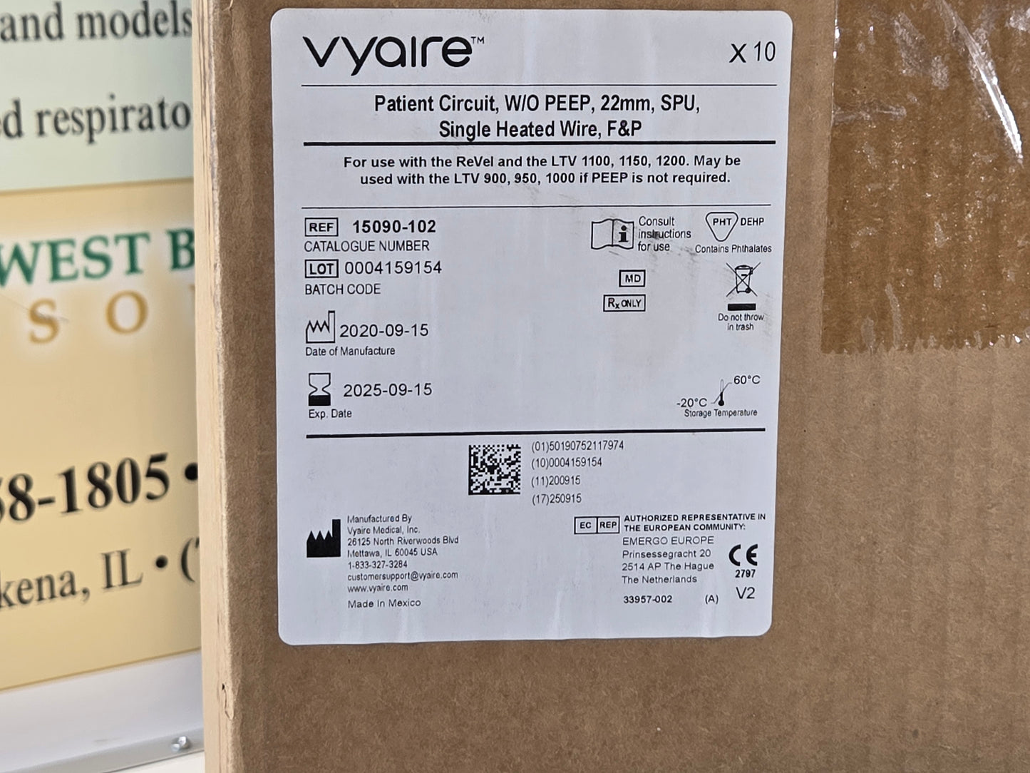 Vyaire Heated Patient Circuit WO PEEP 22 mm 15090-102