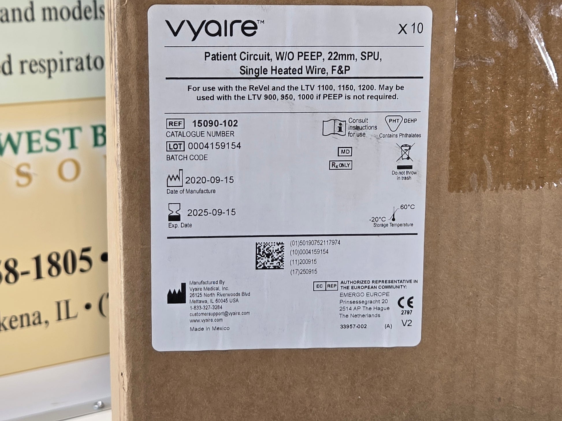 Vyaire Heated Patient Circuit WO PEEP 22 mm 15090-102