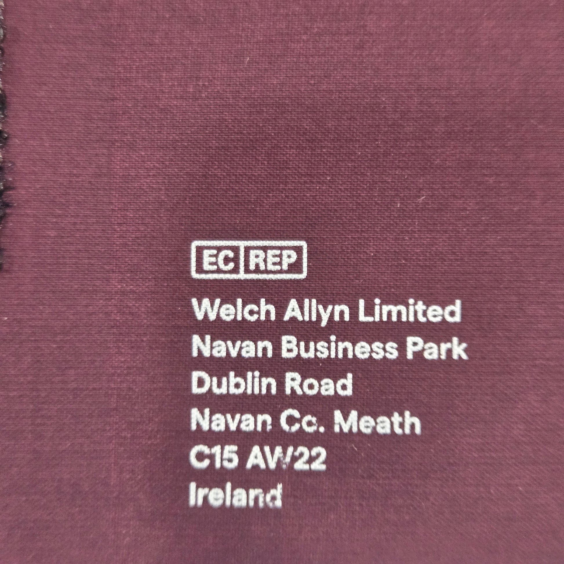 Welch Allyn Hillrom Blood Pressure Cuff REUSE-12 EC REP Tag