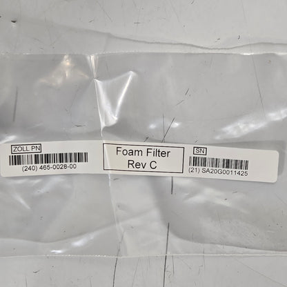 Zoll EMV 731 Ventilator Foam Filter MPN 240465-0028-00Tag