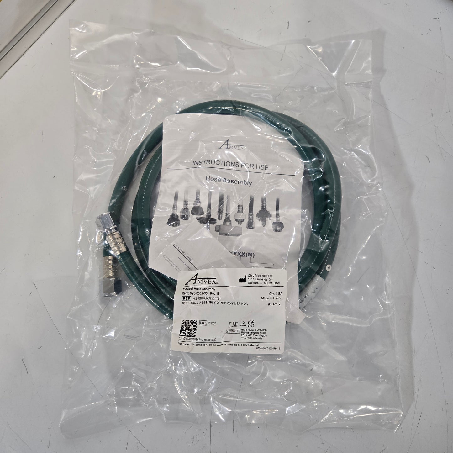 Zoll EMV 731 Ventilator Hose MPN HS-06UO-DFDFN4