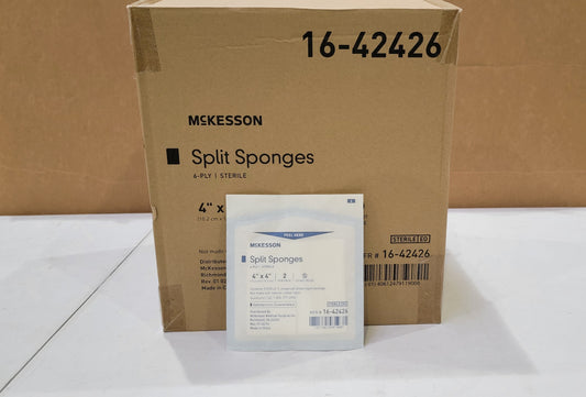McKesson Split Sponges 6-Ply Sterile 16-42426 12Box/Case - New - MBR Medicals