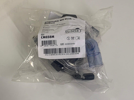 NEW Each Sunset Healthcare Disposable Non-vented NIV Medium Mask with Headgear CM038M - MBR Medicals