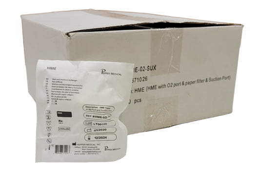 Pepper Medical HME with O2 Port Paper Filter Suction Port 50/Case HME-02-SUX - New - MBR Medicals