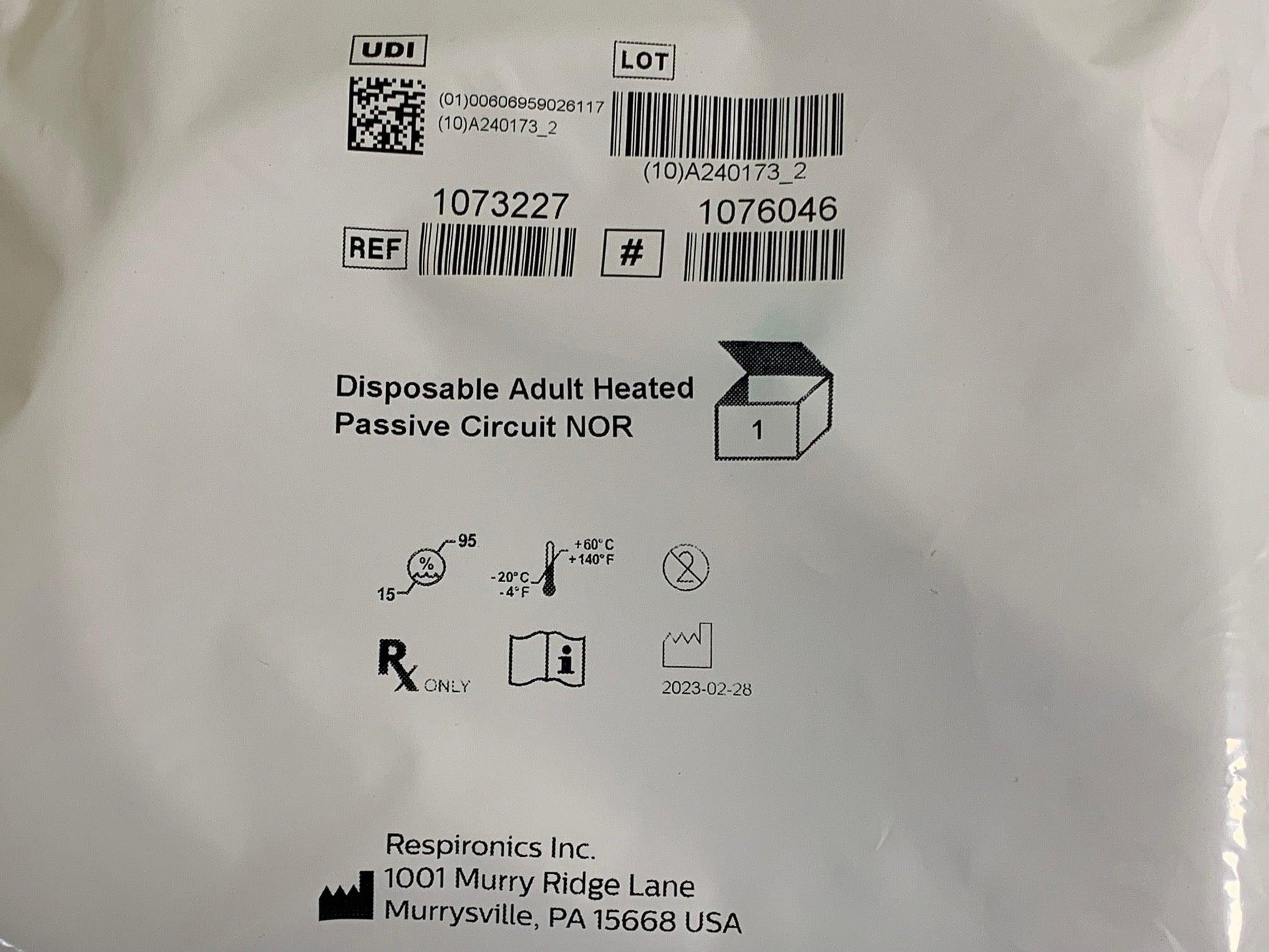 NEW 10PK Philips Respironics Disposable Adult Heated Passive Patient Circuit 1073227 - MBR Medicals